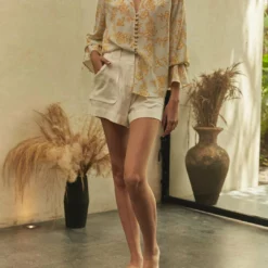 Christy Lynn Ballet Top in Yellow Floral - women