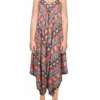Angie Womens Printed Asymmetric Shift Dress