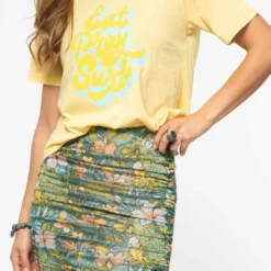 Le Superbe Eat Pray Surf Tee in Mellow Yellow - women