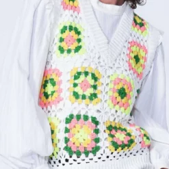 Greylin Hand Crochet Vest in Multi - women