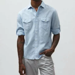 Billy Reid Westmoreland Scout Shirt in Sky Blue - men