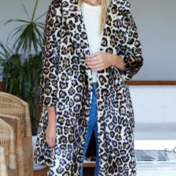 Emerson Fry Vegan Fur Coat in Leopard - women