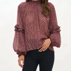 Oliphant Ruffle Sleeve Blouse in Petal Morocco - women