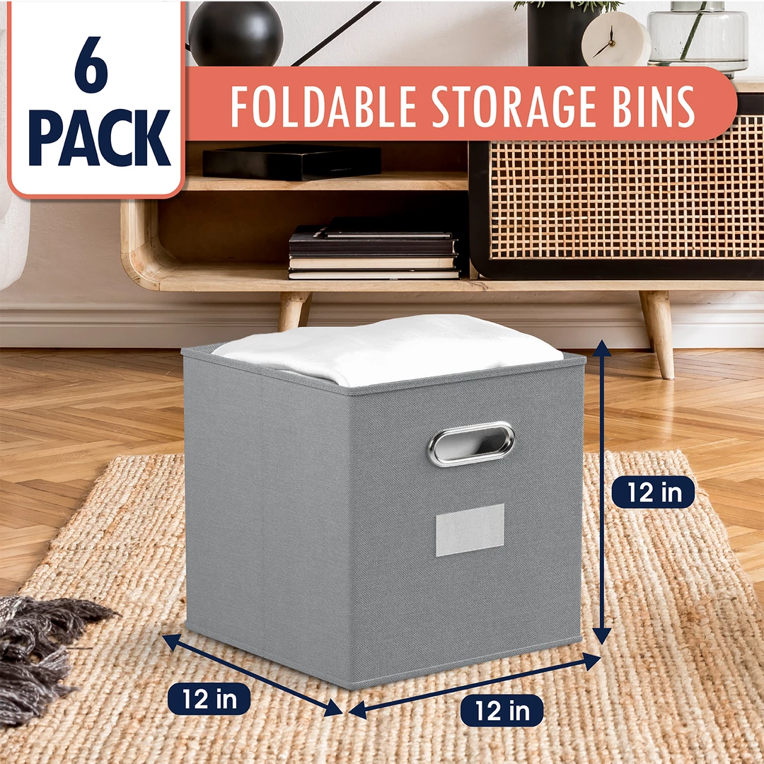 Ornavo Home Foldable Storage Cube Bin with Dual Handles & Window Pockets 7 Ornavo Home Foldable Storage Cube Bin with Dual Handles & Window Pockets - Image 5
