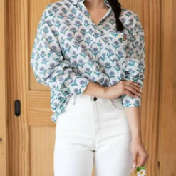 Emerson Fry Ryan Shirt in Delphinium Blue Organic - women