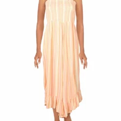 Angie Womens Striped Smoked Jumpsuit