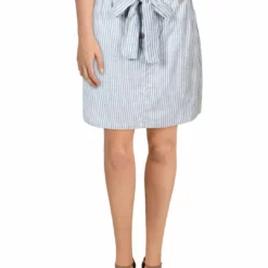 Angie Womens Striped Front Tie A-Line Skirt