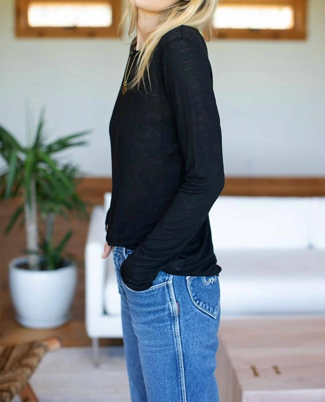 Emerson Fry Emerson Crewneck Top in Black - women 4 Emerson Fry Emerson Crewneck Top in Black - women - Image 2