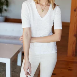 Emerson Fry Luxe Emerson Linen Tee in White - women