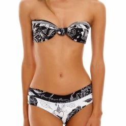 Agua Bendita Lucille Thoughts Bikini Top in Black/White - women