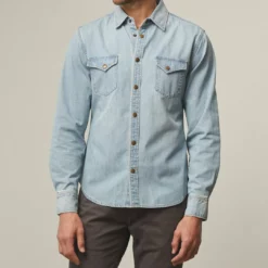 Billy Reid Shoals Denim Shirt in Denim - men